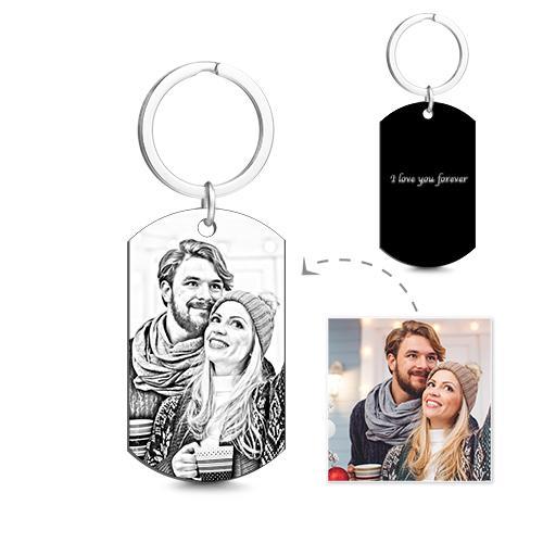 Personalized Couple Photo Stainless Steel Keyring