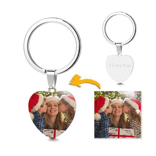Heart Tag Photo Keyring With Engraving Stainless Steel